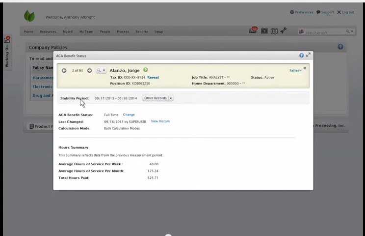 screenshot of ADP Streamline